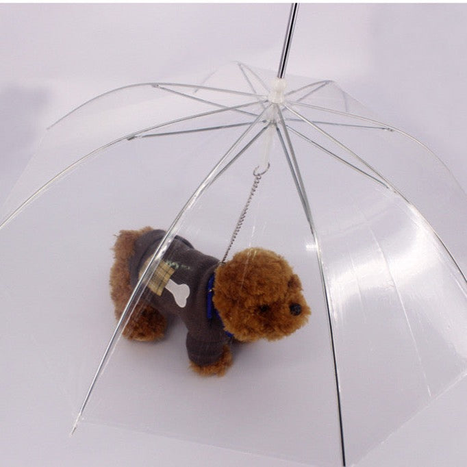 Dog Umbrella| Transparent Portable Umbrella with Built in Pet Leash| Claws N Paws