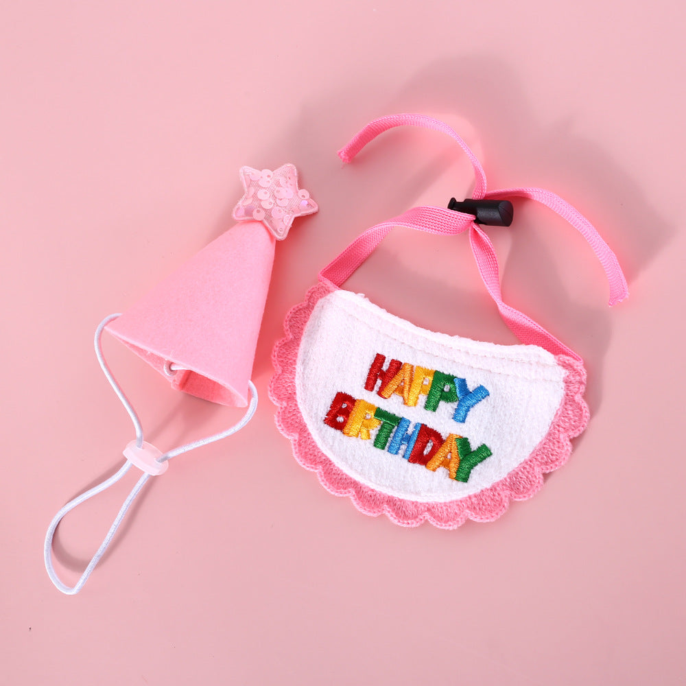 Cute Birthday Bib and Hat Set