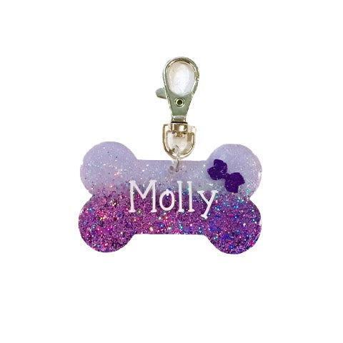 Customizable Bone-Shaped Resin Name Tag (Glitter)