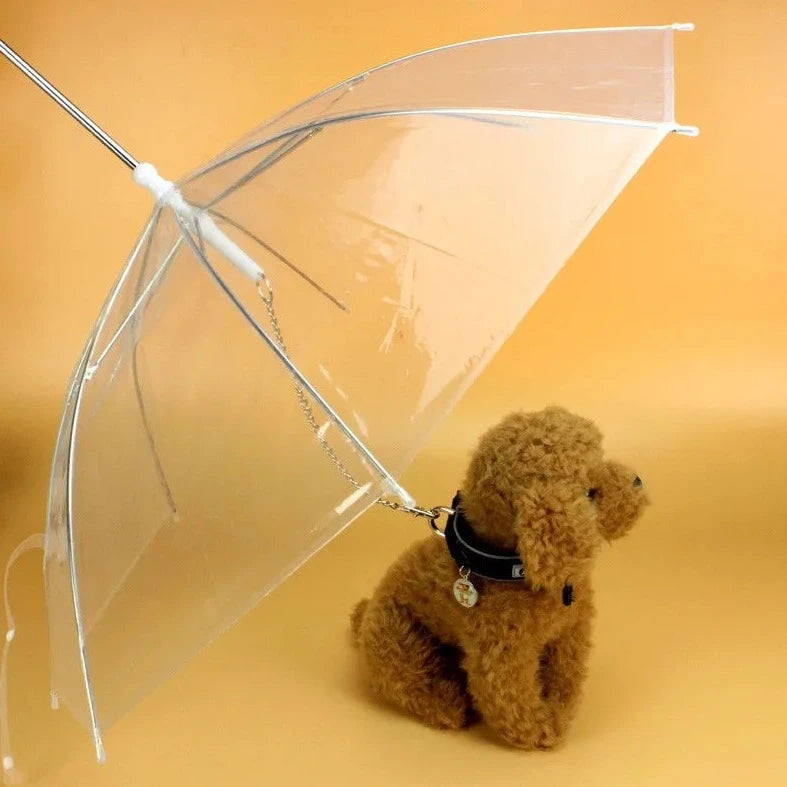 Dog Umbrella| Transparent Portable Umbrella with Built in Pet Leash| Claws N Paws