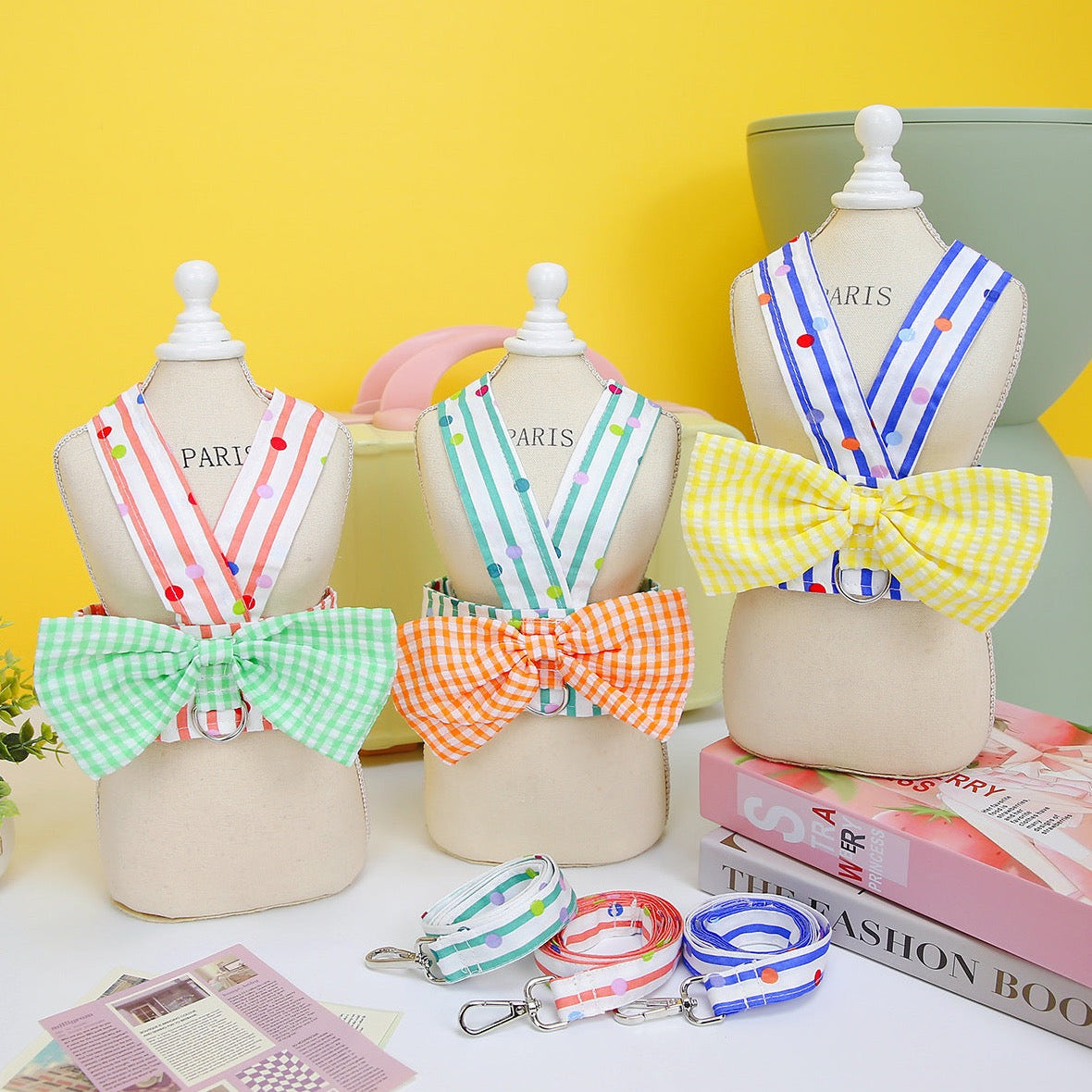 Dog Stripes Bow Harness