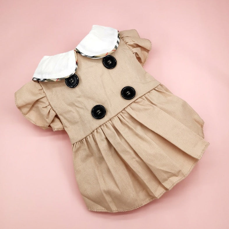 Brown Pet Dress with White Collar – Stylish & Comfortable Dog Clothes | Claws N Paws