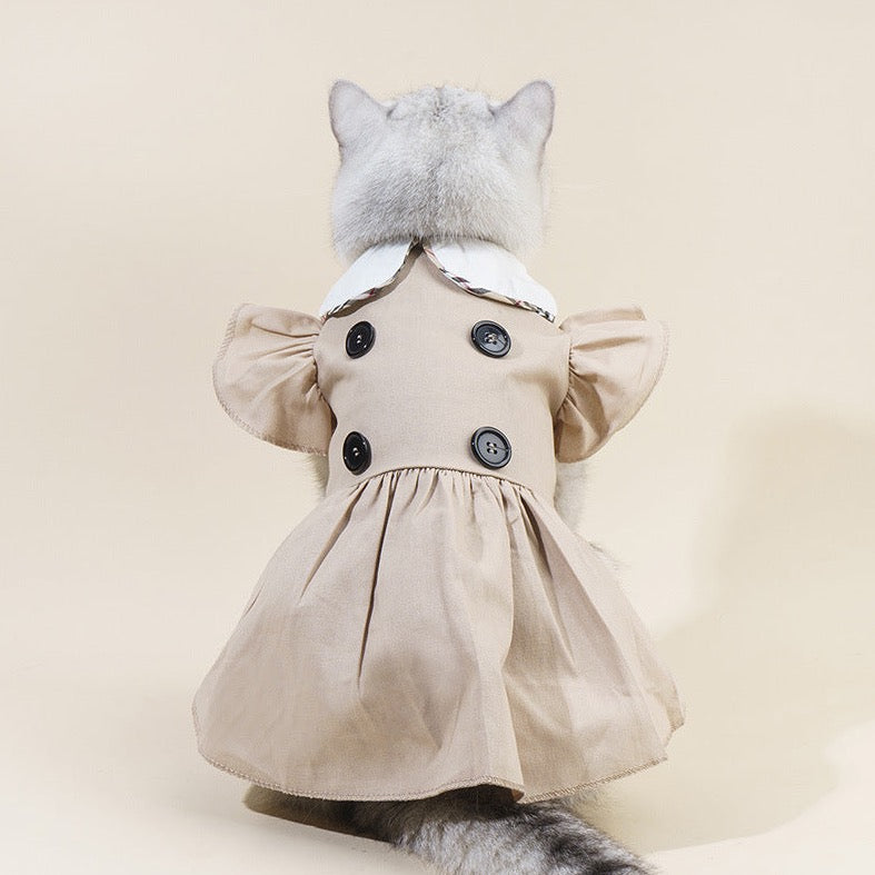Brown Pet Dress with White Collar – Stylish & Comfortable Dog Clothes | Claws N Paws