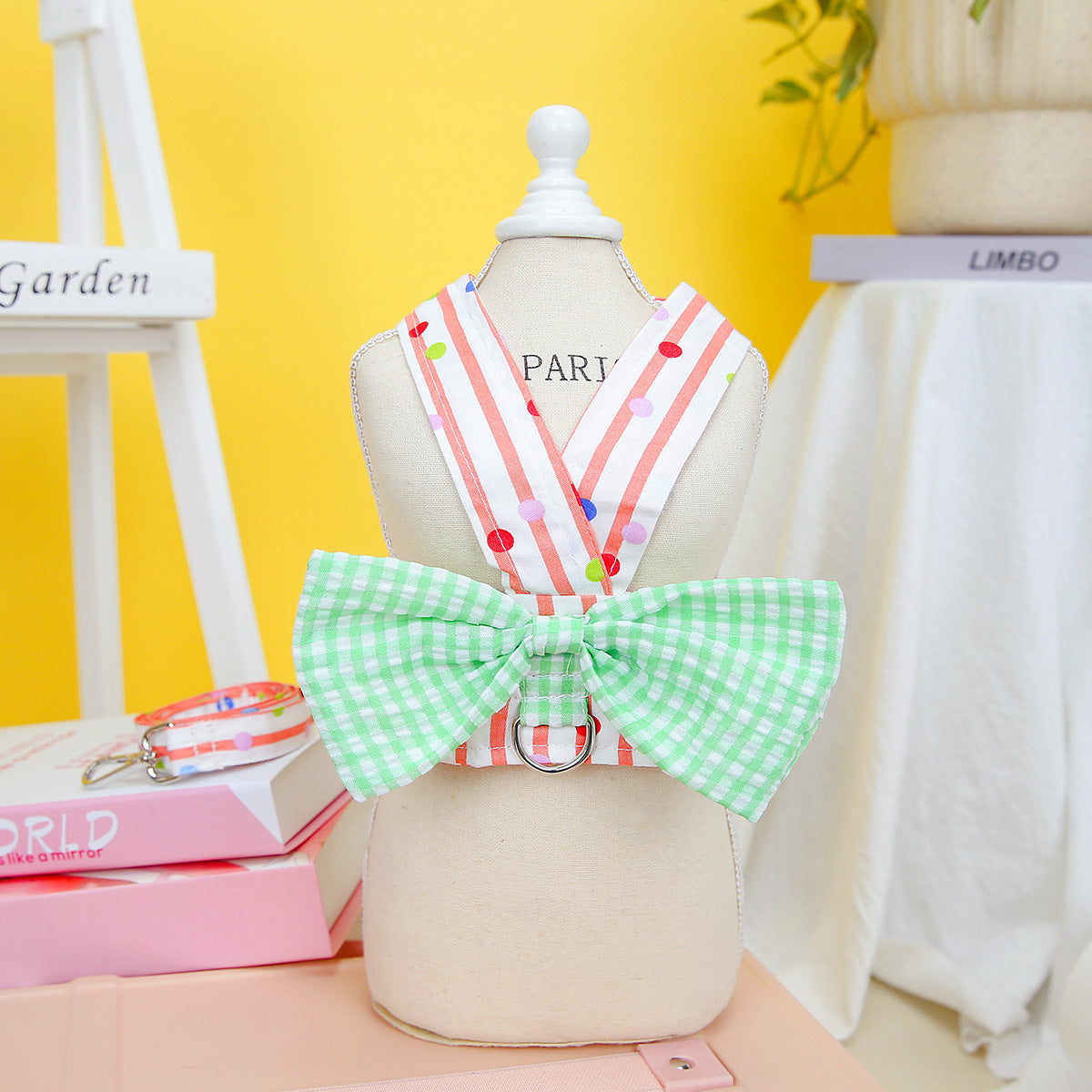 Dog Stripes Bow Harness