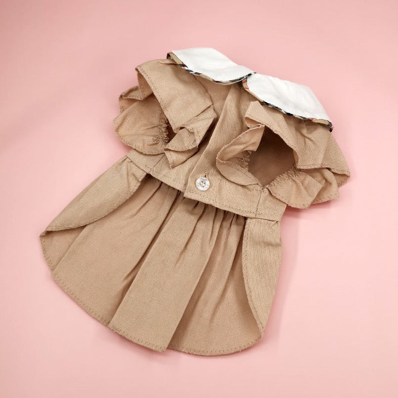 Brown Pet Dress with White Collar – Stylish & Comfortable Dog Clothes | Claws N Paws
