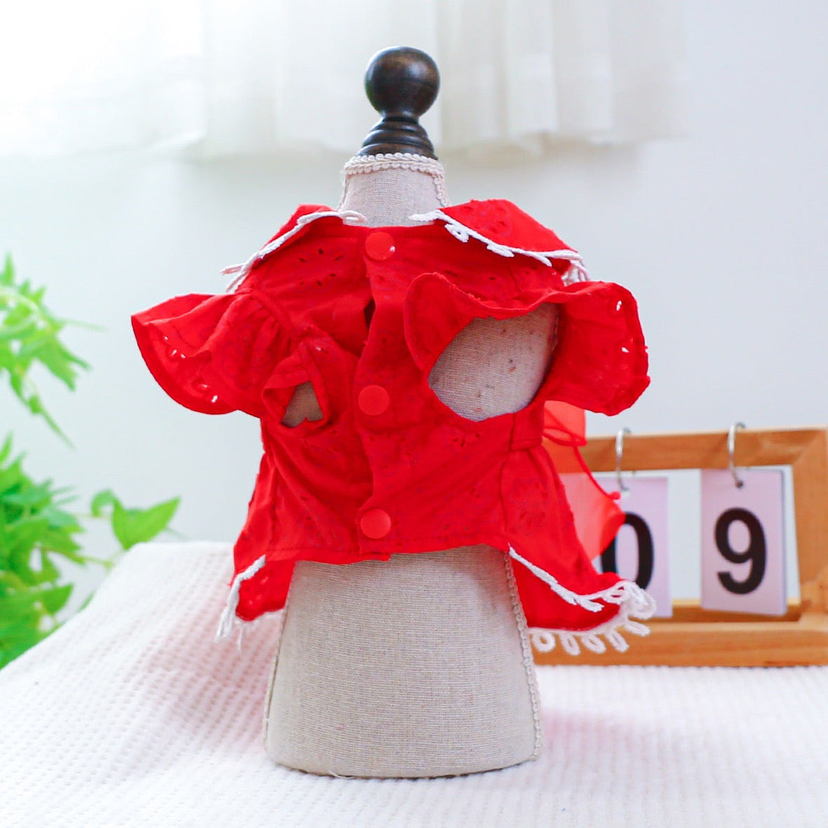 Red Cotton Lace Flower Cutout Dress – Fancy & Fashionable Dog Clothes | Claws N Paws