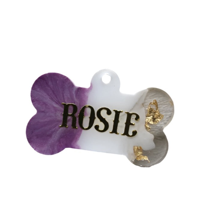 Customizable Bone-Shaped Resin Name Tag (Solid Colour)