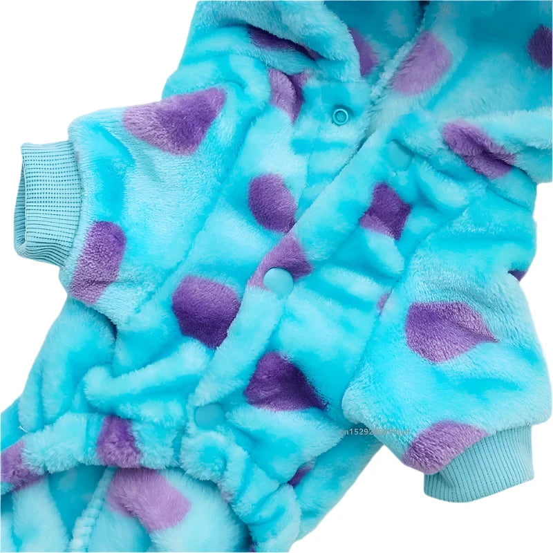 Blue Hooded Dino Jumpsuit