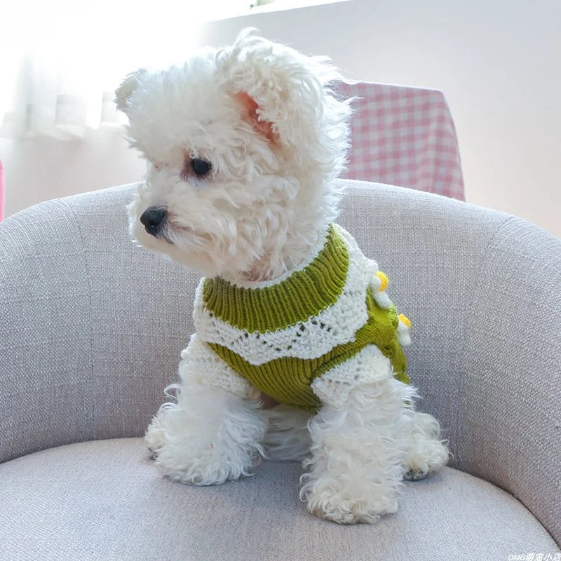 Green Crochet Wool Sweater