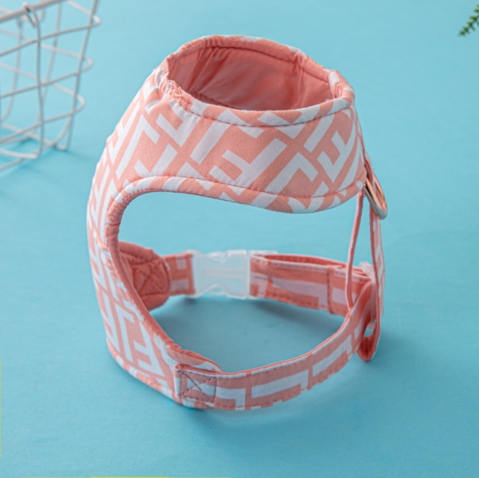 Printed Leash and Harness Set (Peach)