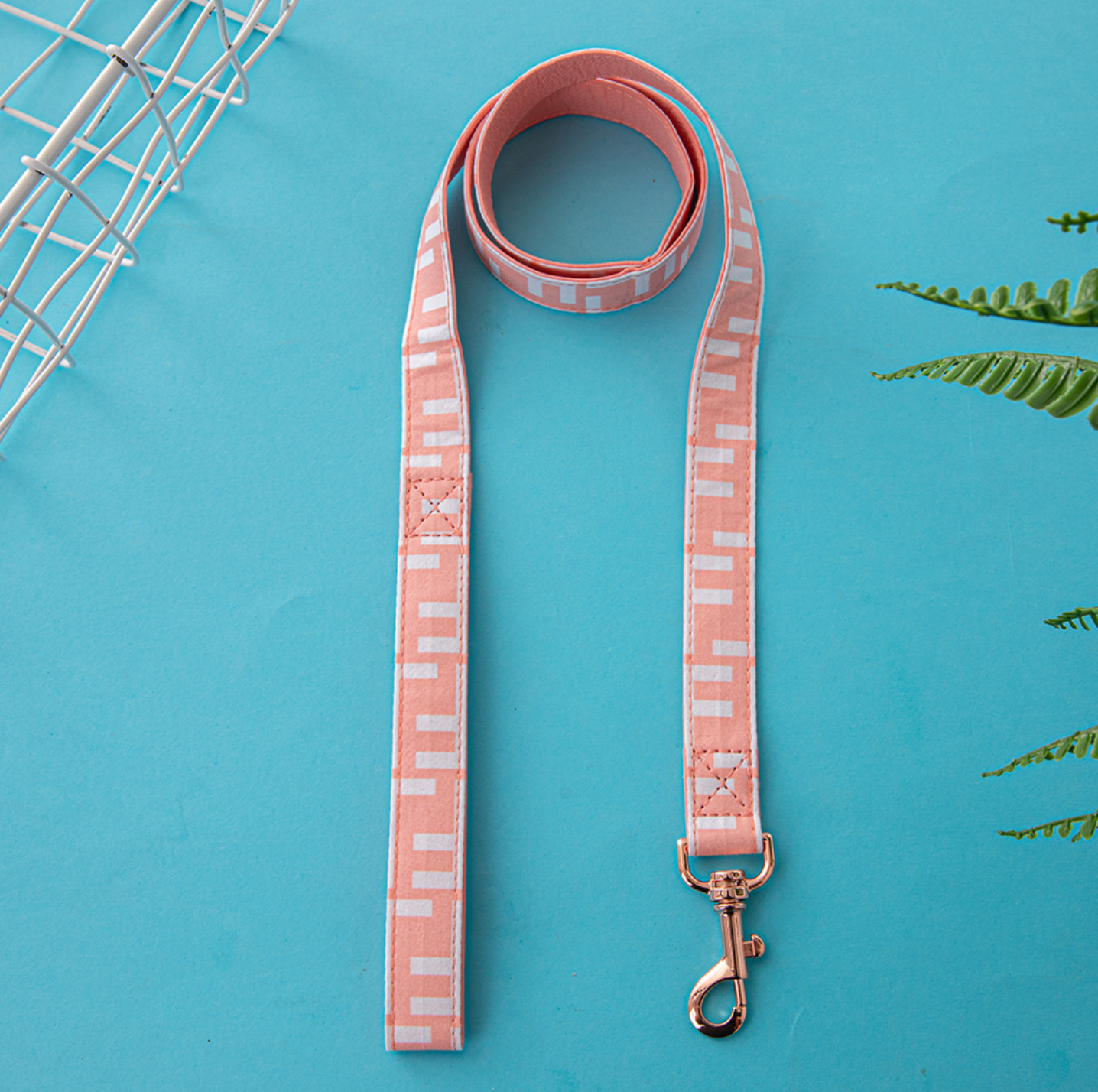 Printed Leash and Harness Set (Peach)