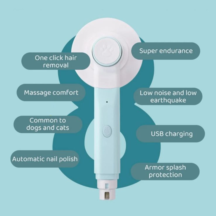 Multifunctional 2 in 1 Pet Comb + Nail Grinder