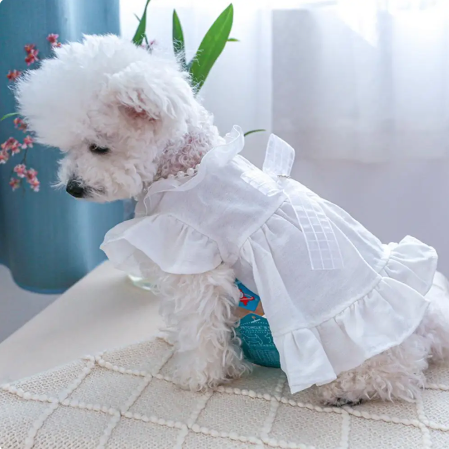 White Wedding Pet Dress – Luxury Bridal-Inspired Dog Outfit