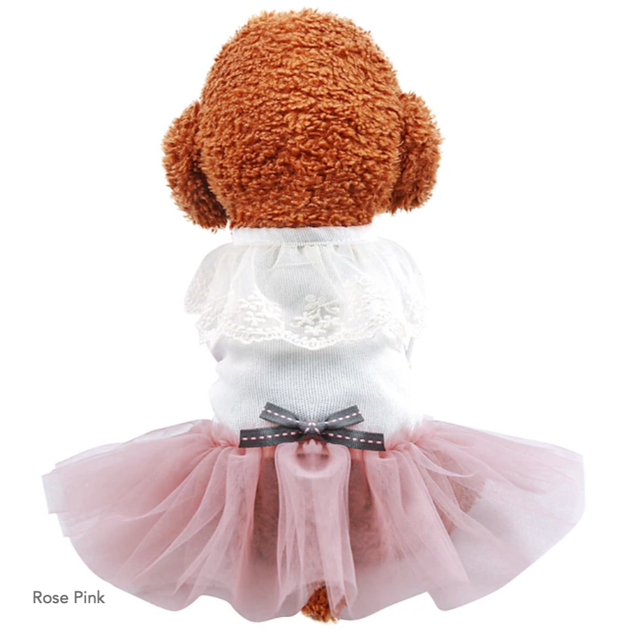 Ribbed Rose Pink Tutu Dress – Elegant & Comfortable Dog Clothes | Claws N Paws