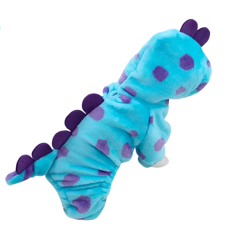 Blue Hooded Dino Jumpsuit
