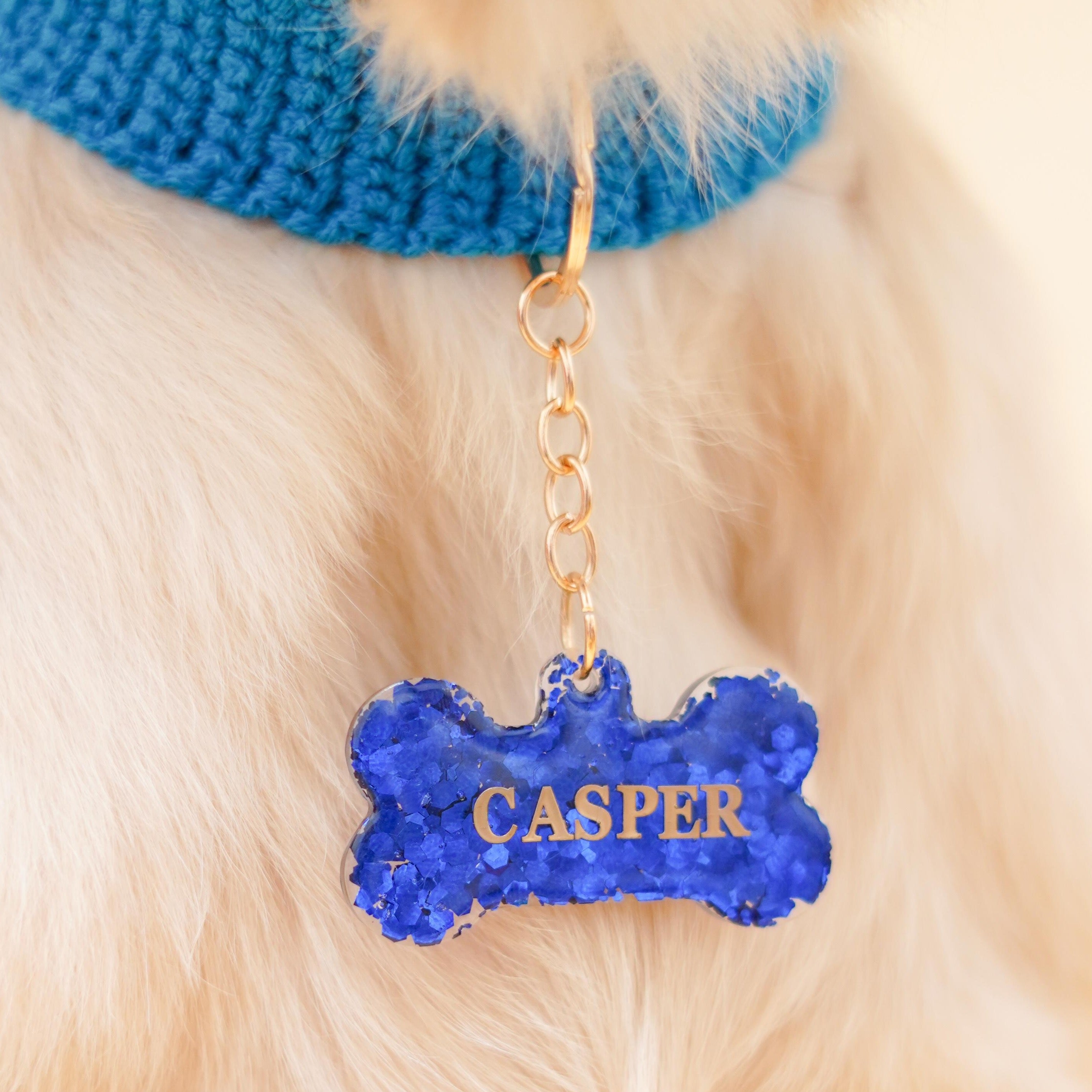 Customizable Bone-Shaped Resin Name Tag (Glitter)