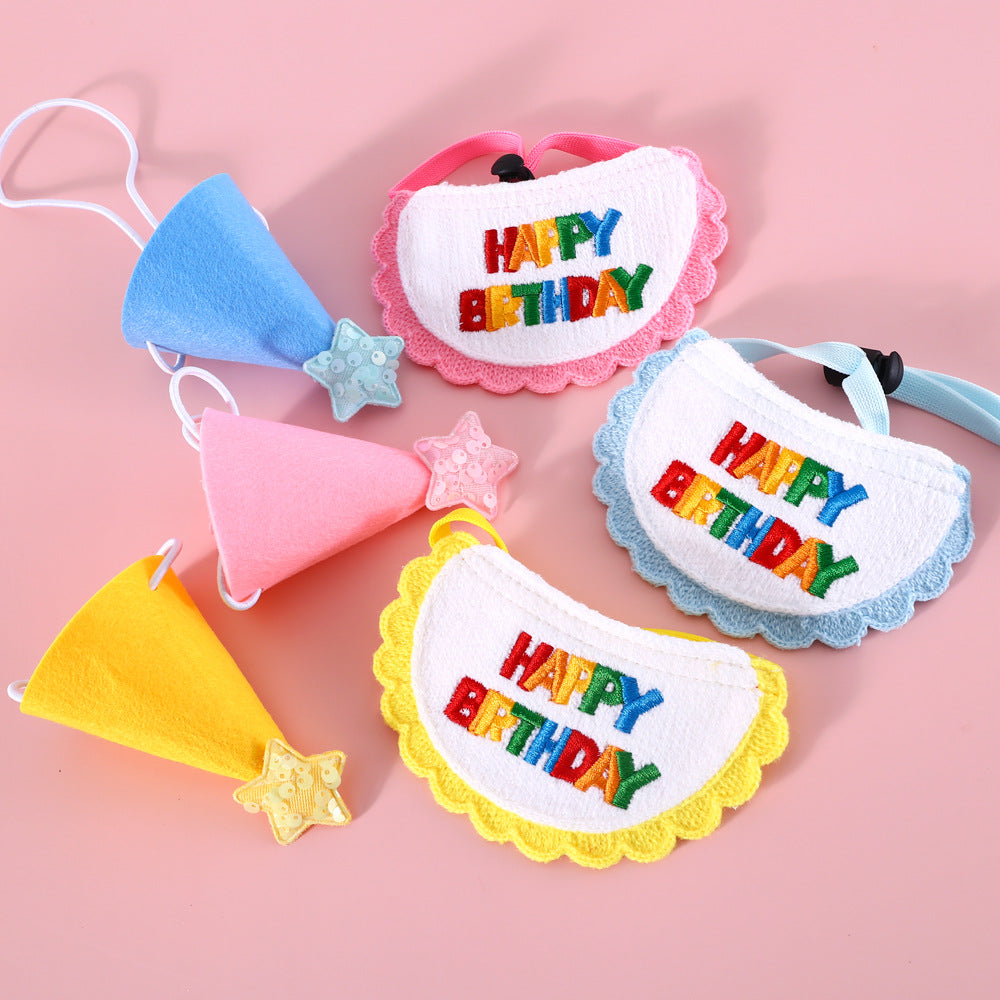 Cute Birthday Bib and Hat Set