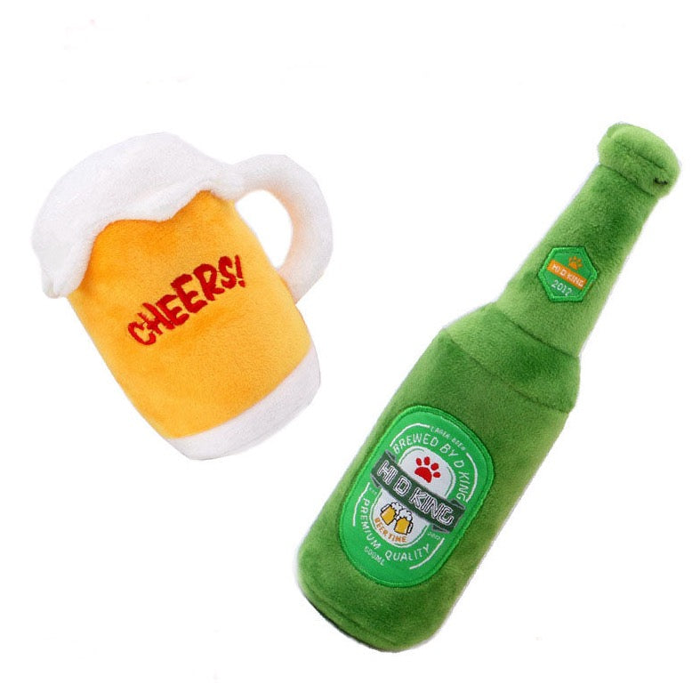 Beer Squeaky Plush Toy
