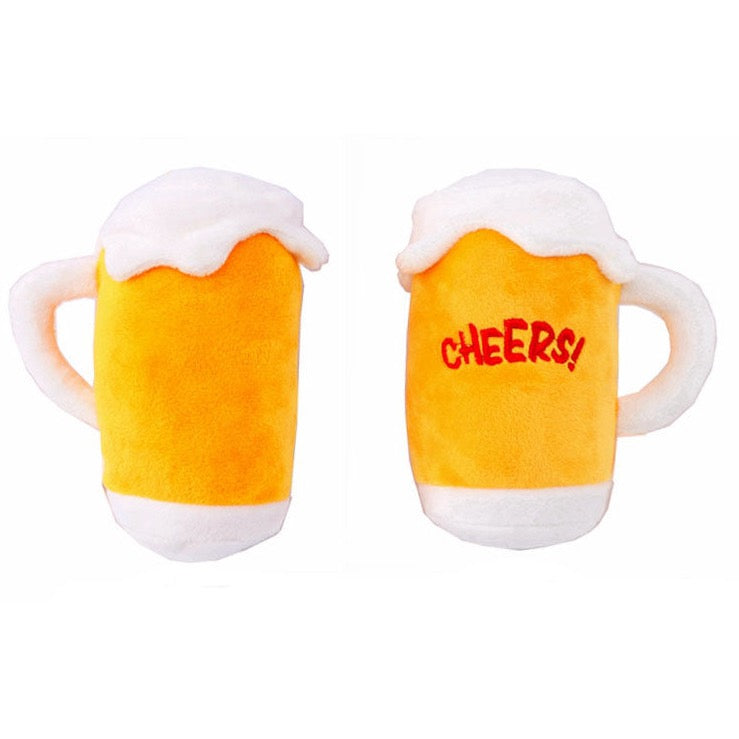 Beer Squeaky Plush Toy