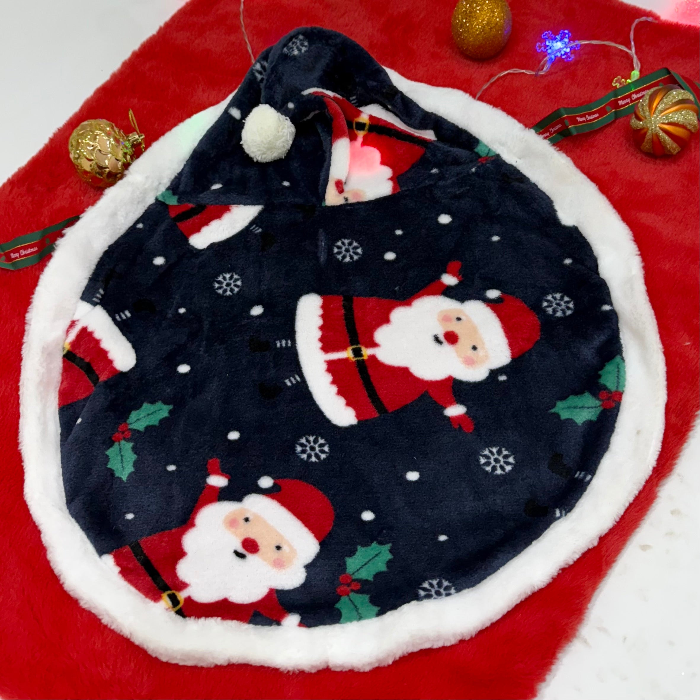 Santa Print Christmas Cloak