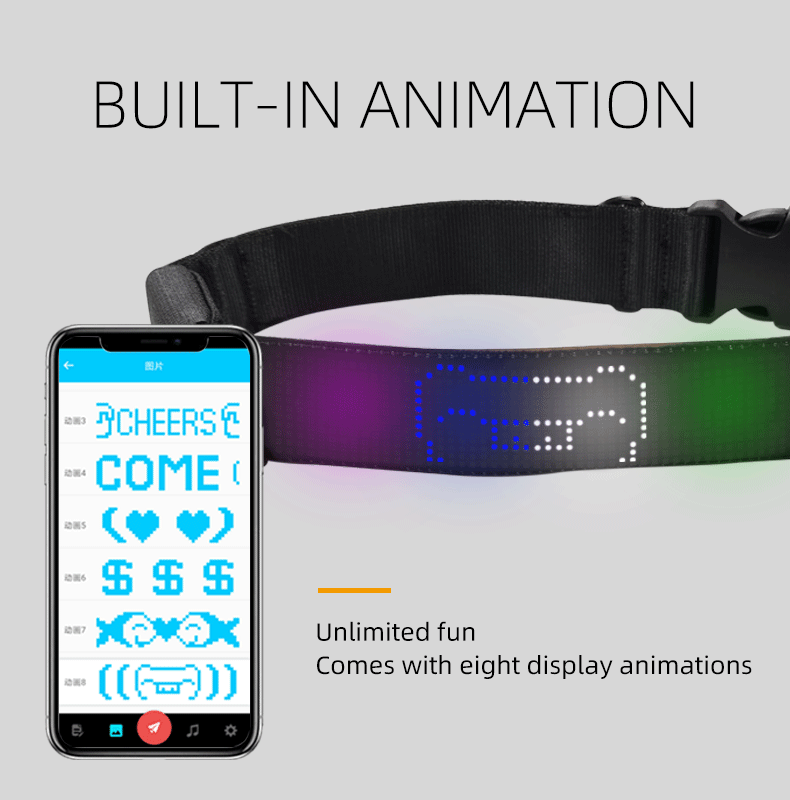 App-controlled DIY Message Pet Light Collar