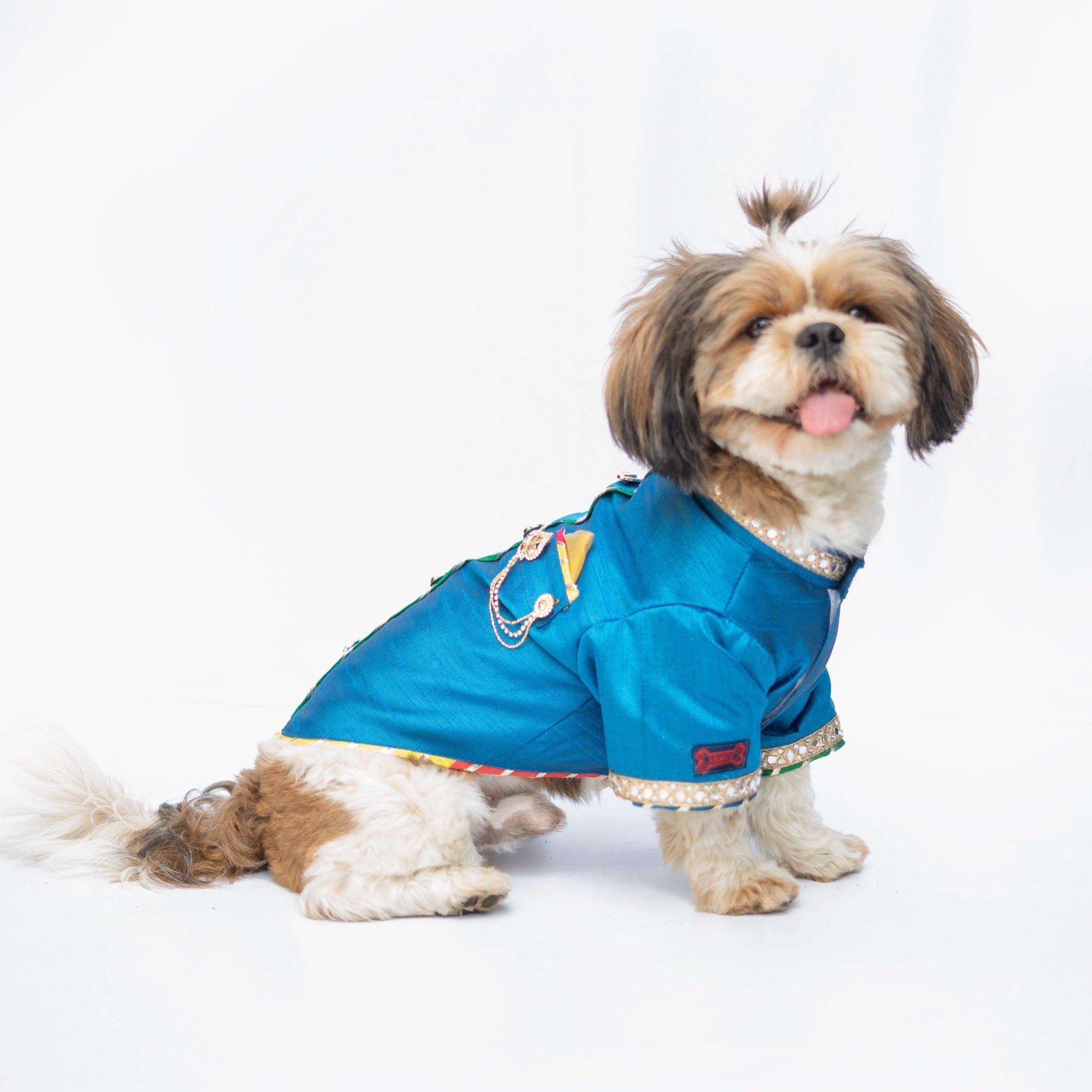 Dog Clothes| Raw Silk Sherwani: Blue | Sizes and Colours Available| Claws N Paws