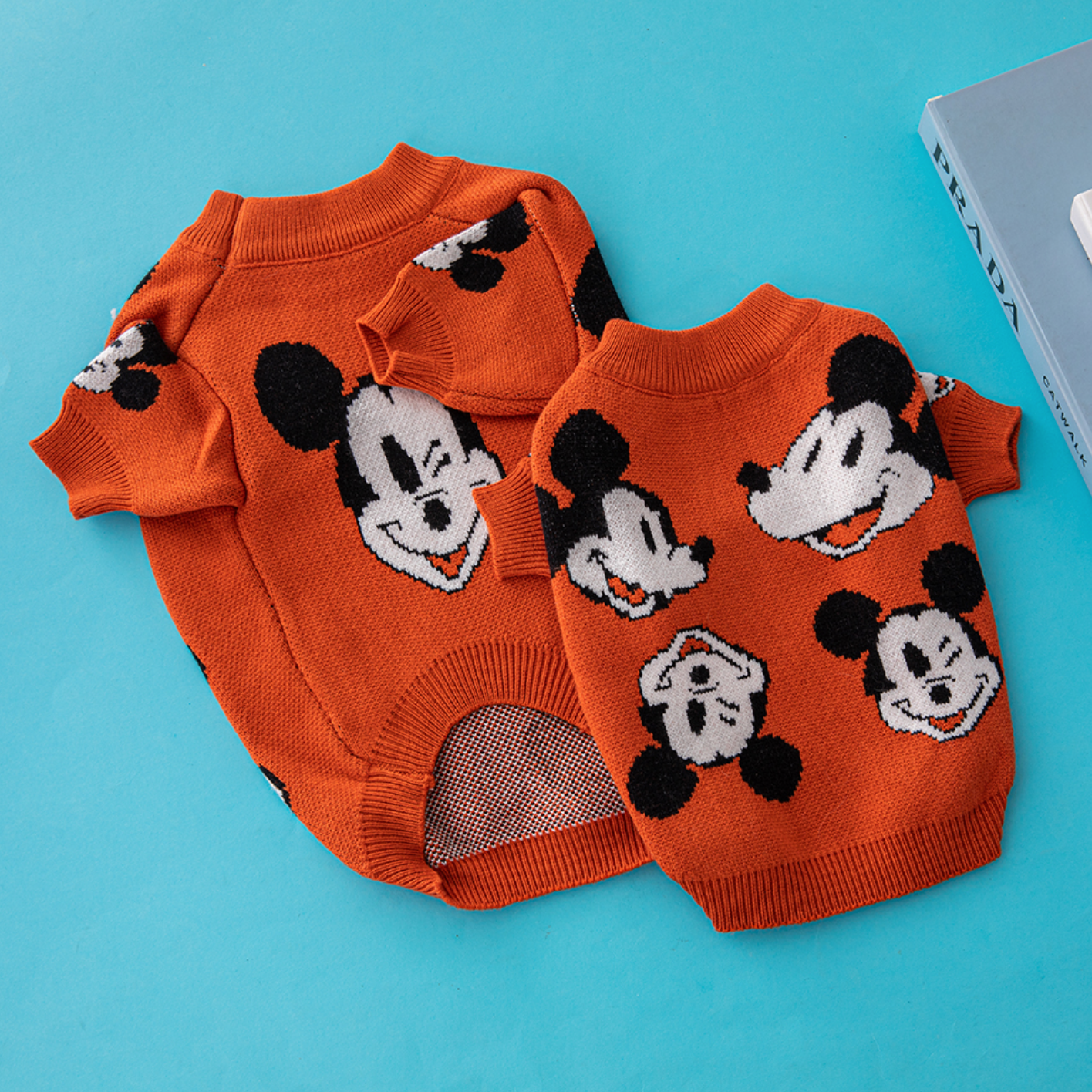 Mickey Printed Orange Sweater