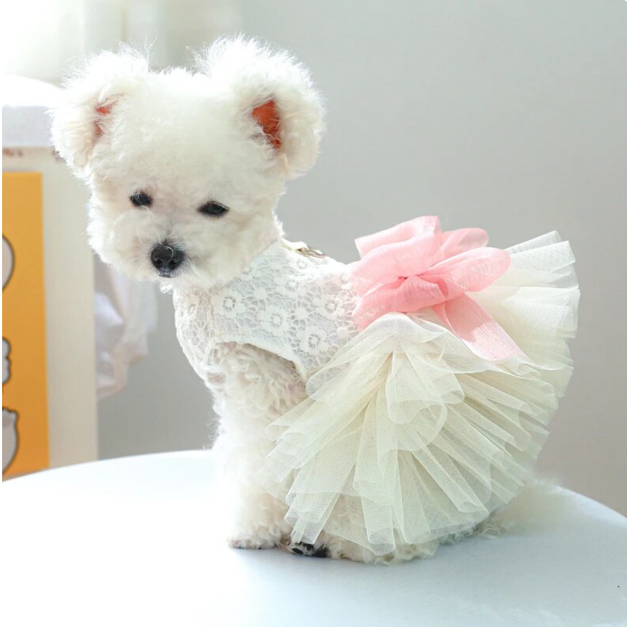 Lace & Tulle Pet Wedding Dress – Elegant Dog Clothes for Special Occasions
