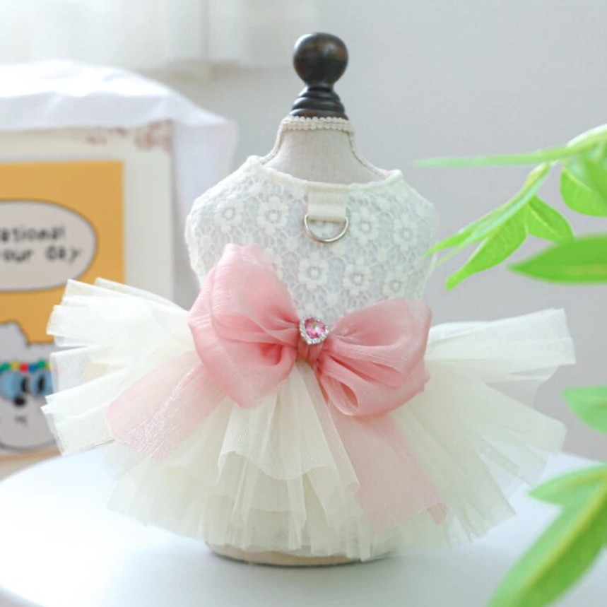 Lace & Tulle Pet Wedding Dress – Elegant Dog Clothes for Special Occasions
