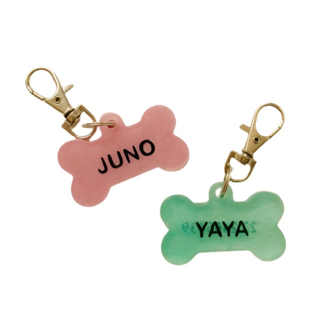Customizable Bone-Shaped Resin Name Tag (Solid Colour)