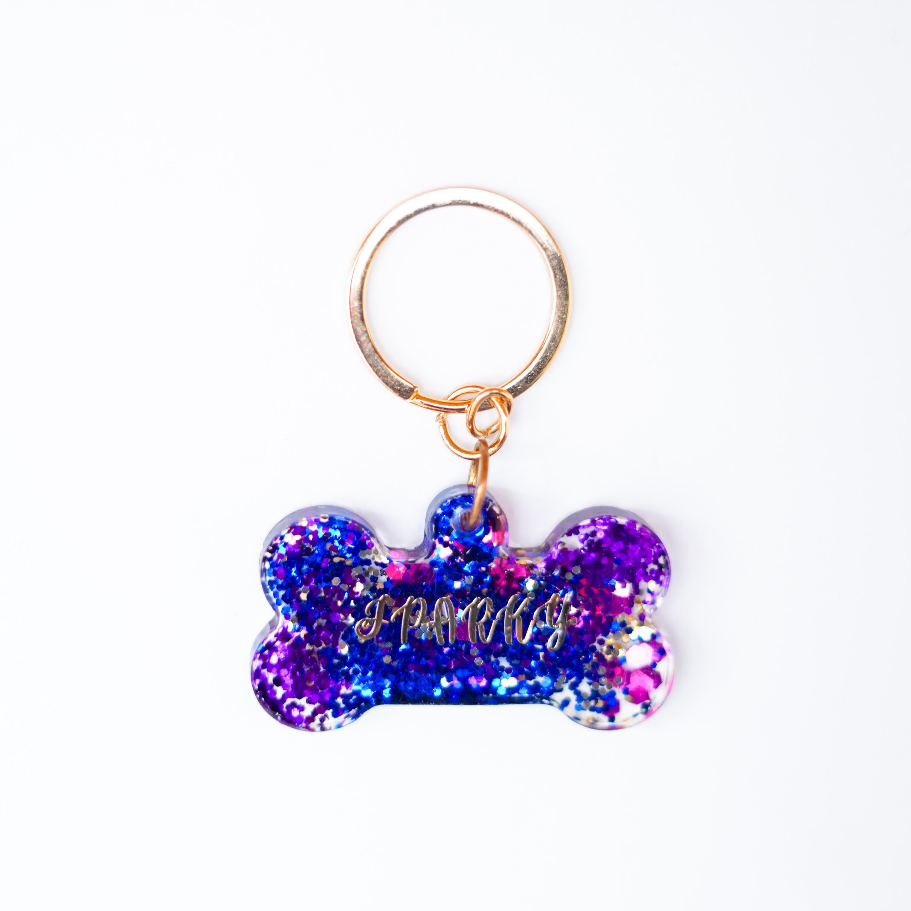 Customizable Bone-Shaped Resin Name Tag (Glitter)