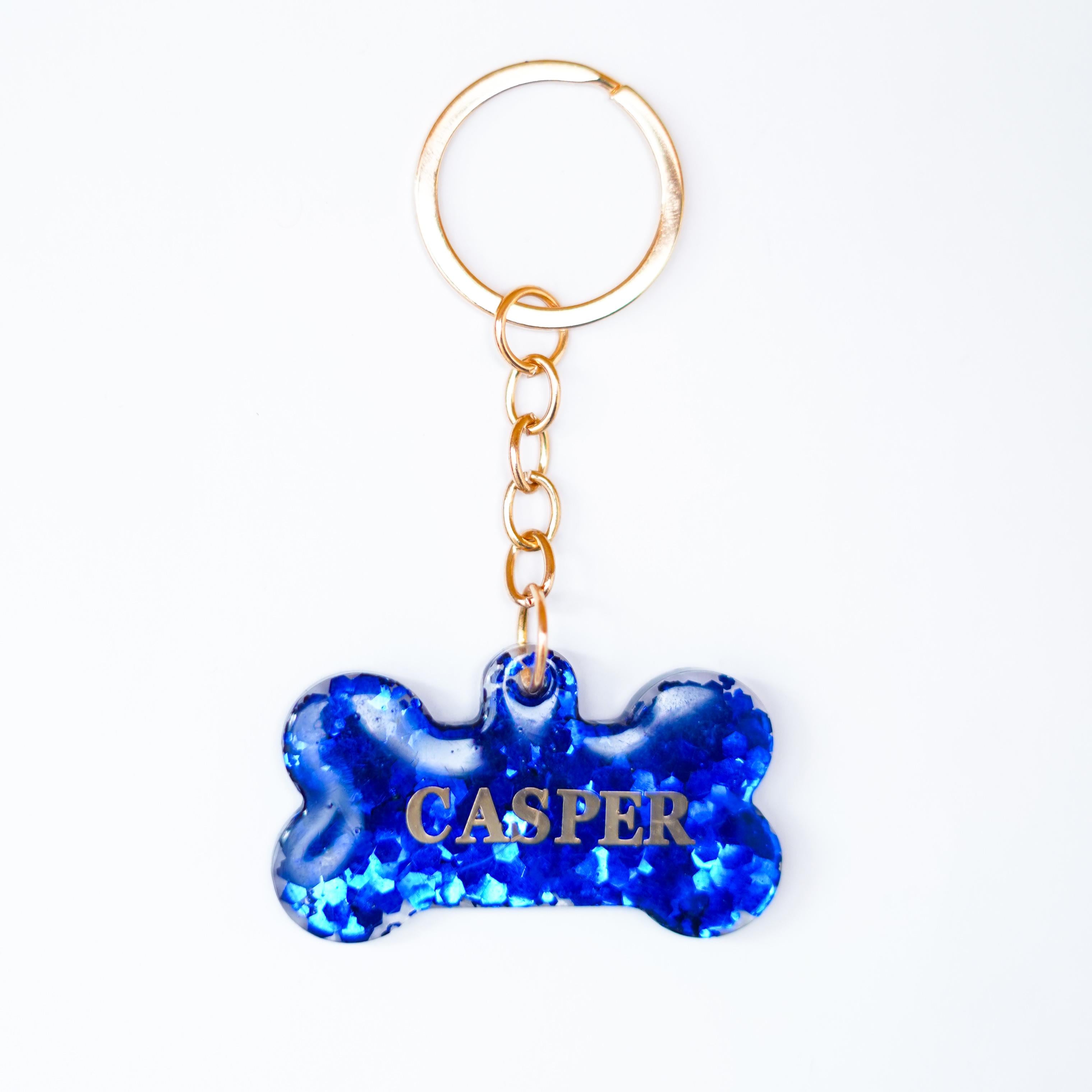 Customizable Bone-Shaped Resin Name Tag (Glitter)