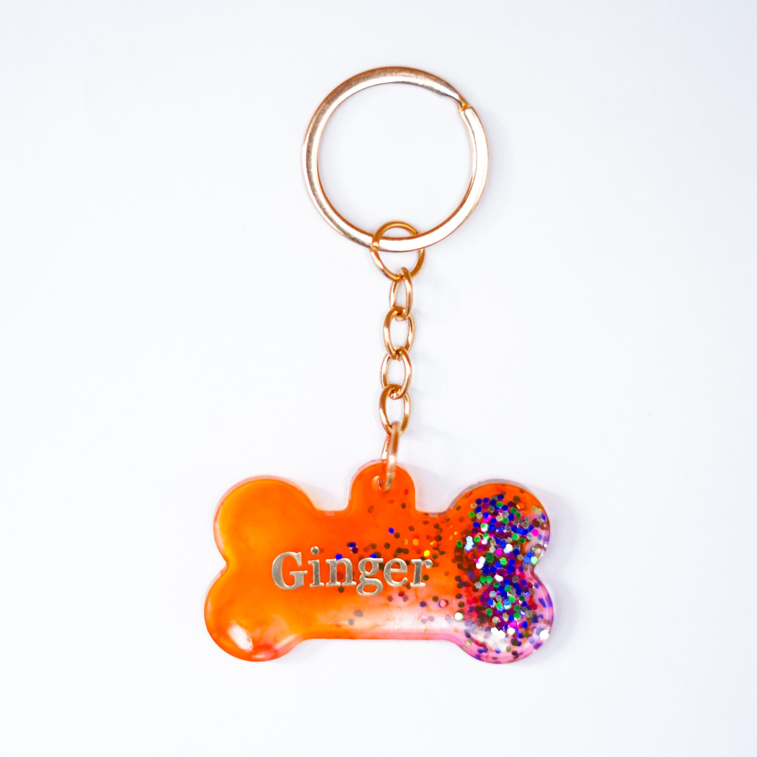 Customizable Bone-Shaped Resin Name Tag (Glitter)